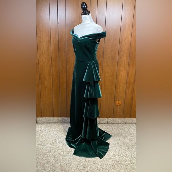 Chiara Boni La Petite Robe Willa Velvet Ruffled Gown size 10 - Picture 10 of 13